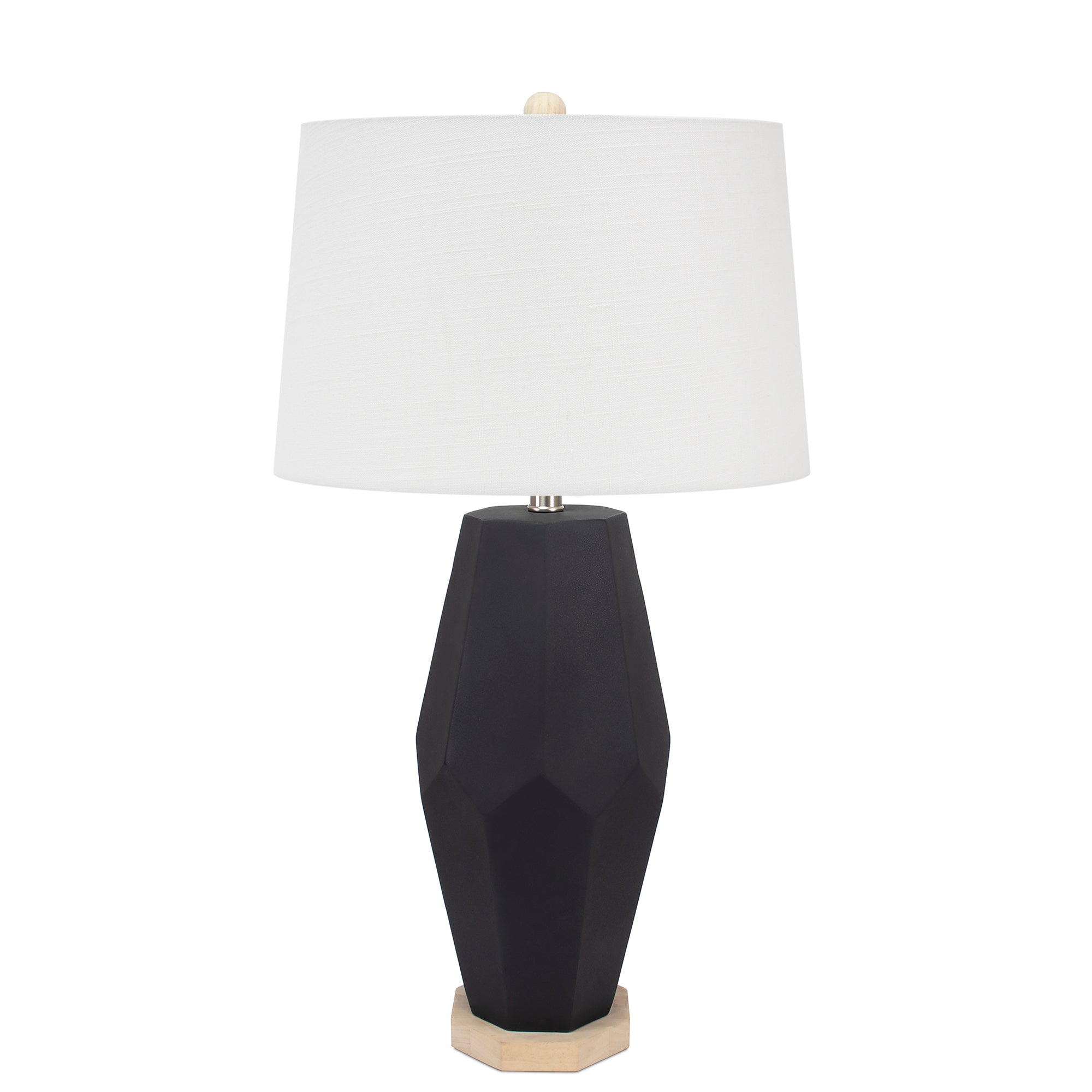 Black Pacifica Tischlampe mit 14x16x10 Weißer Casual Linen Shade