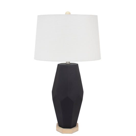 Black Pacifica Tischlampe mit 14x16x10 Weißer Casual Linen Shade