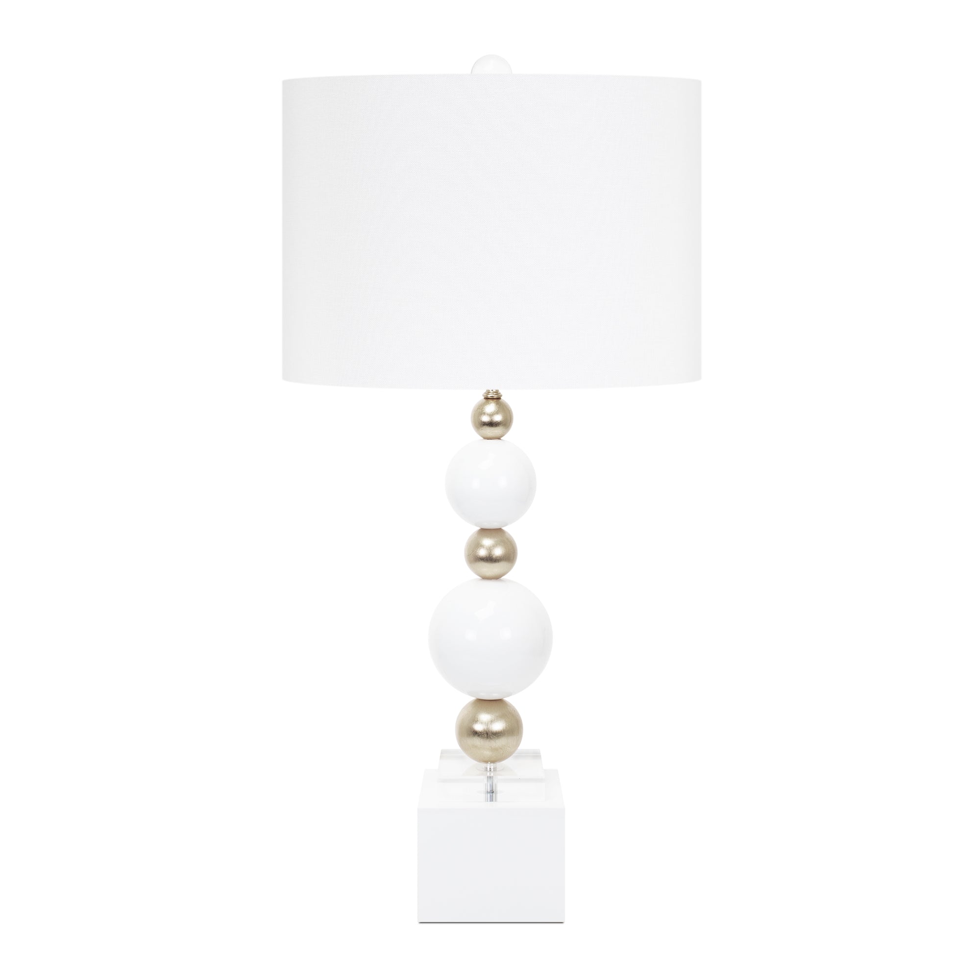 Weiße und silberne Sheridan Tischlampe - mit 14x14x10 Weiß Classic Leinen Shade