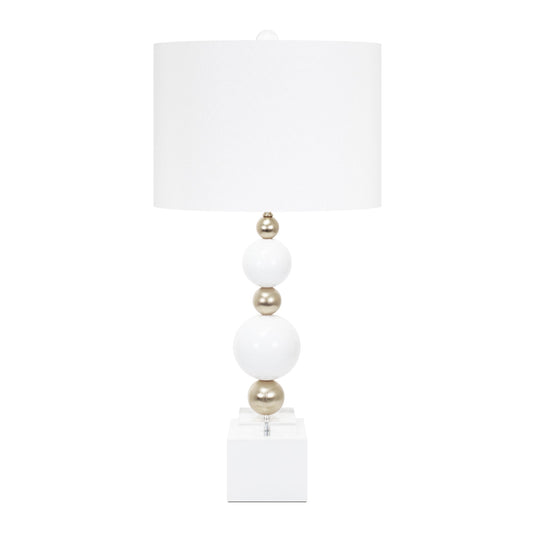 Weiße und silberne Sheridan Tischlampe - mit 14x14x10 Weiß Classic Leinen Shade