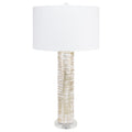 Birkentischlampe mit 16x16x10' White Classic Linen Shade