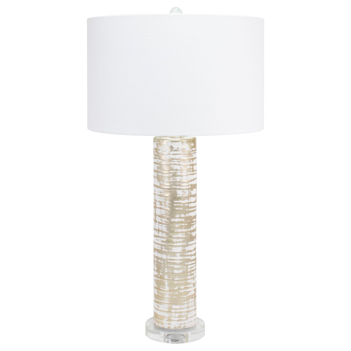 Birkentischlampe mit 16x16x10' White Classic Linen Shade