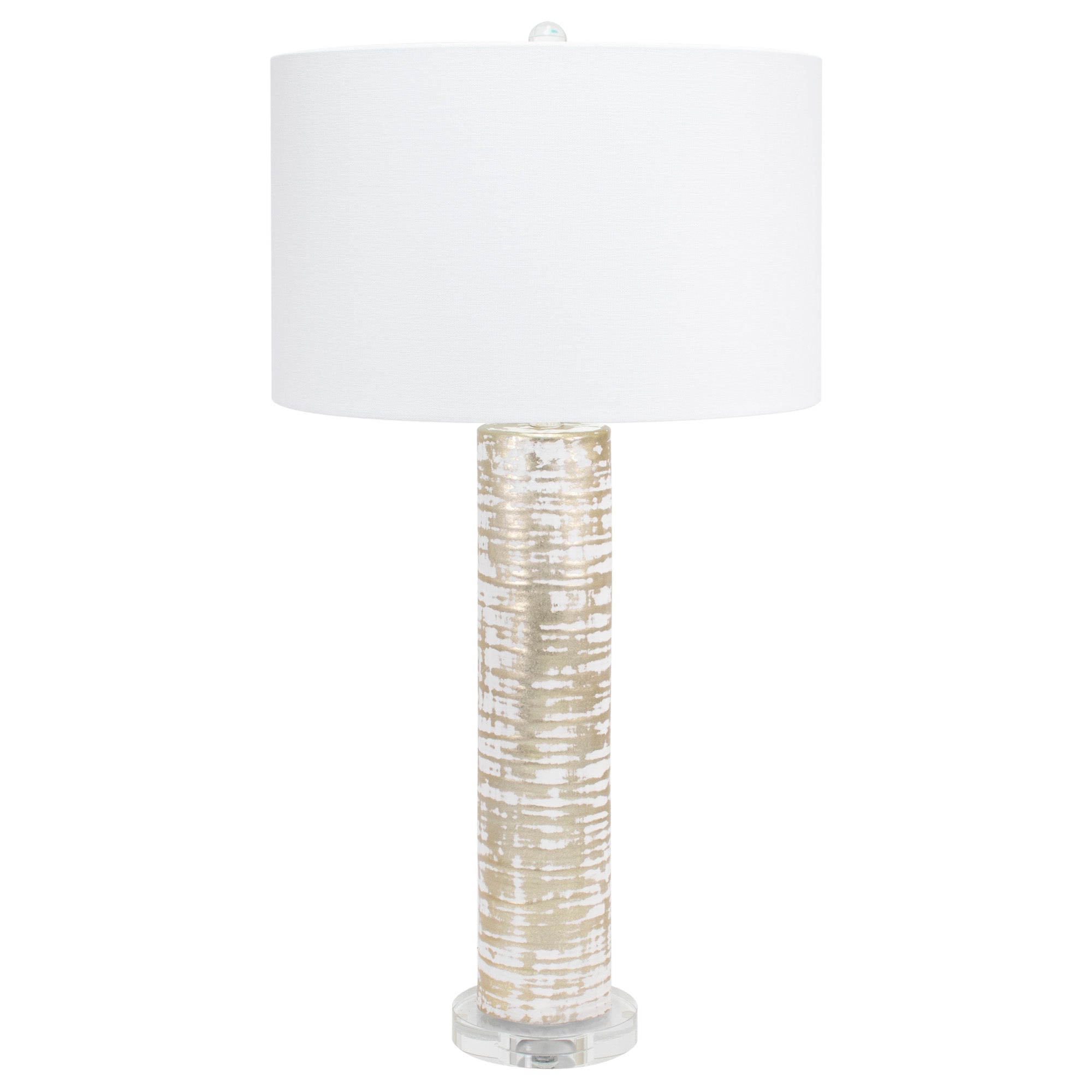 Birkentischlampe mit 16x16x10' White Classic Linen Shade