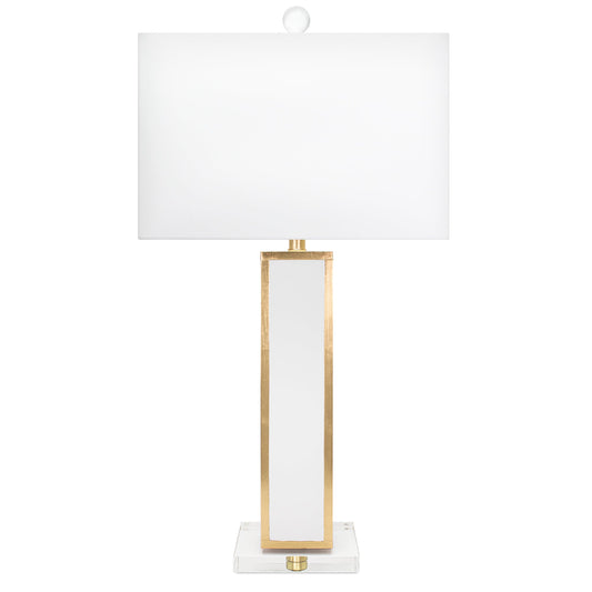 31.5'H White/Gold Blair Tischlampe mit weißem Leinenschatten