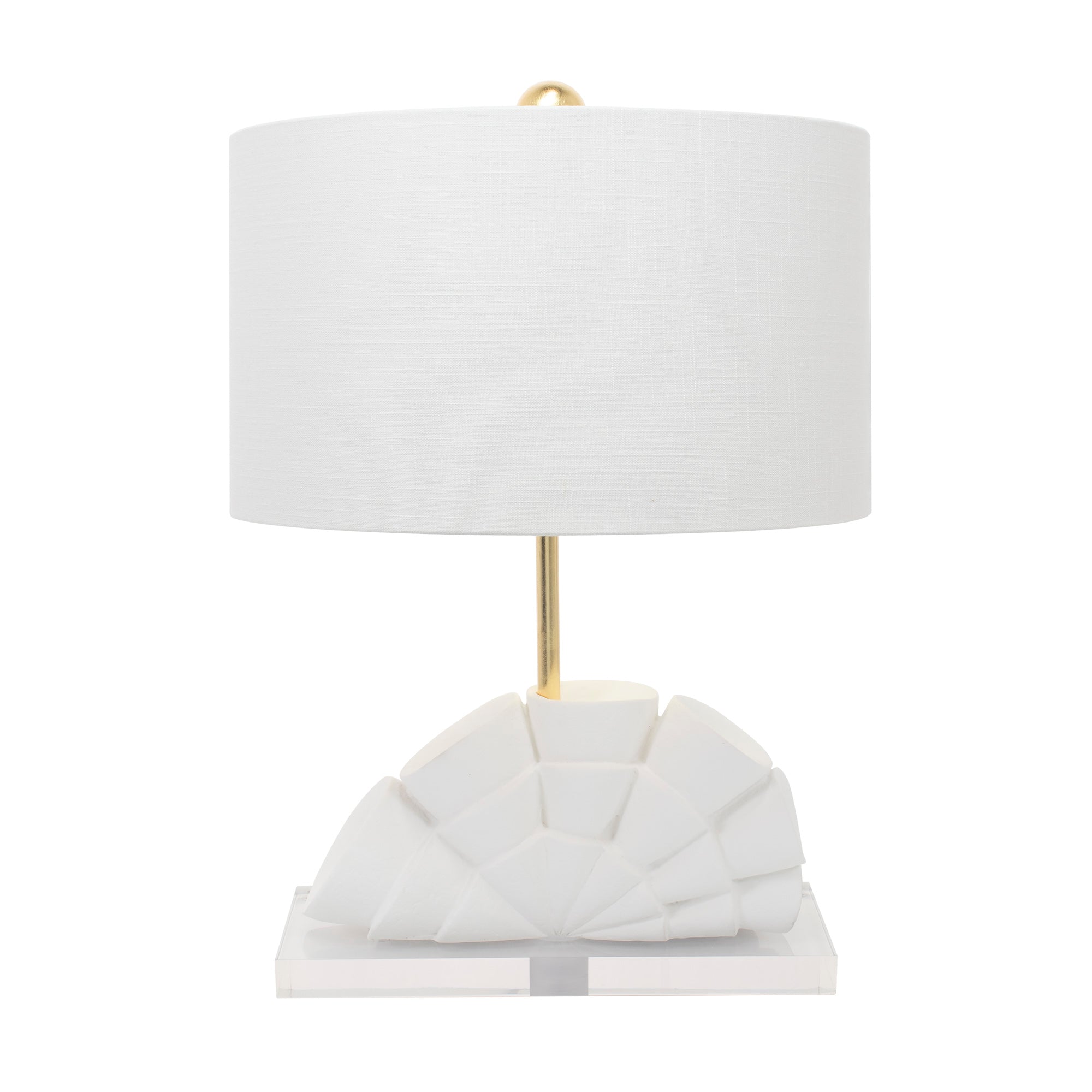 Rialto White Table Lampe mit weißem Leinentrommelton