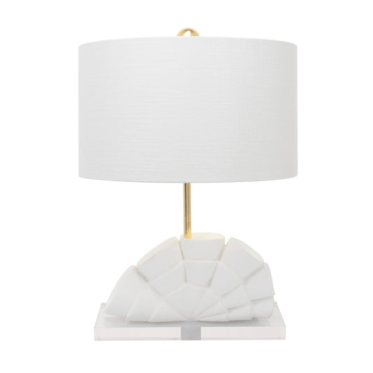 Rialto White Table Lampe mit weißem Leinentrommelton