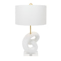 Danielli White Table Lampe mit weißem Leinentrommelton