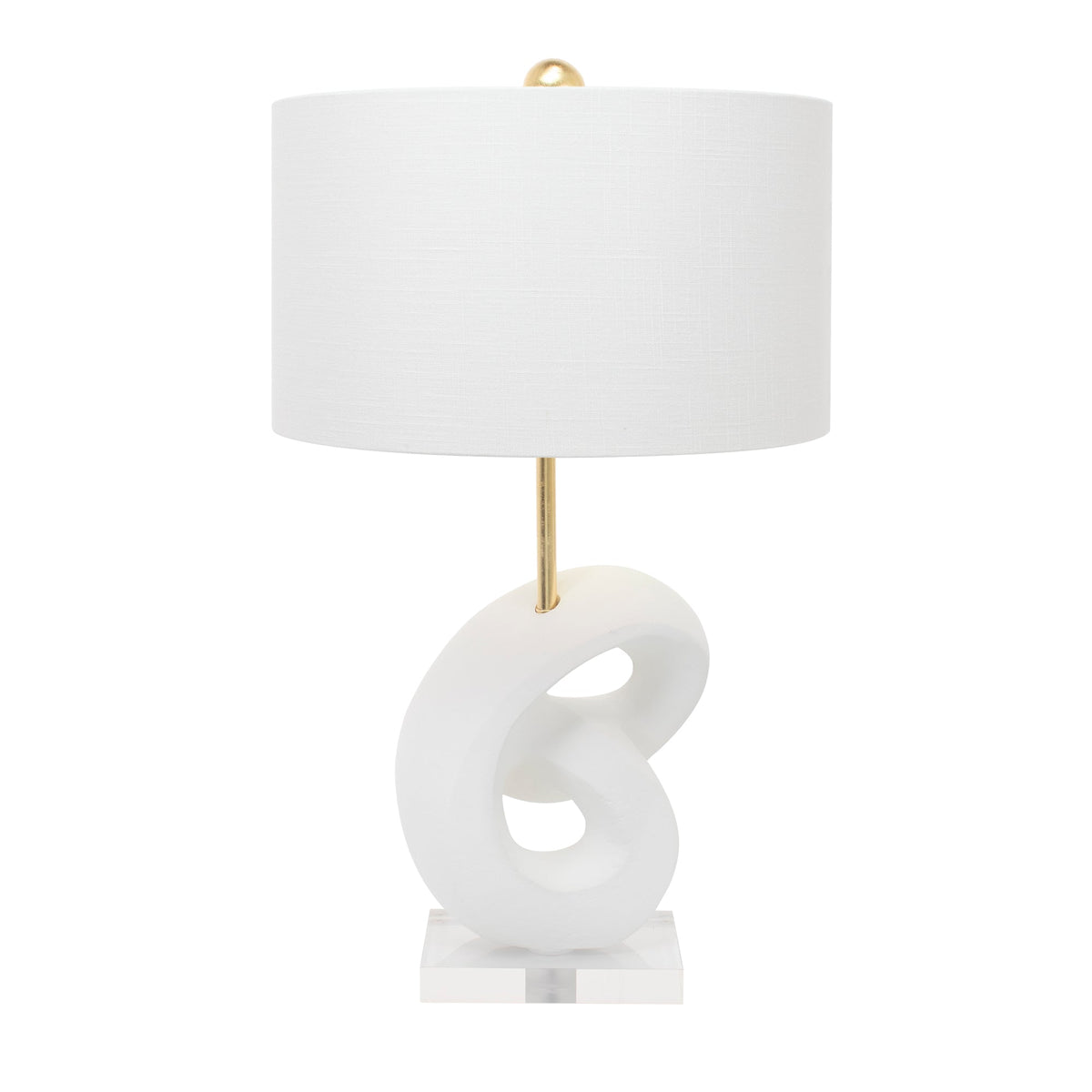 Danielli White Table Lampe mit weißem Leinentrommelton