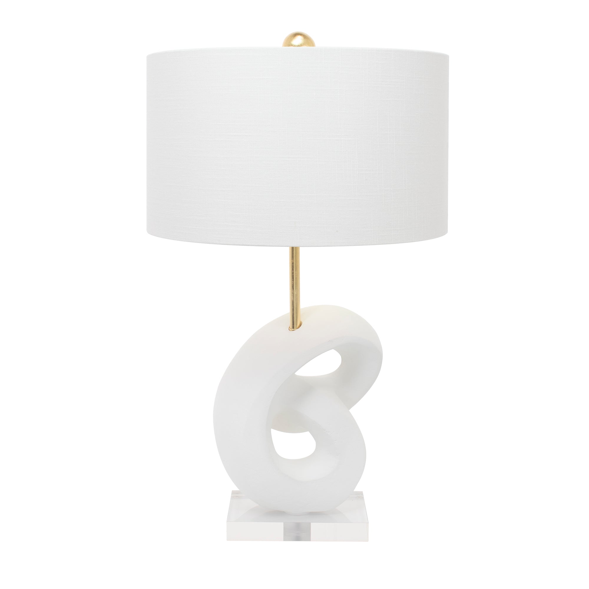 Danielli White Table Lampe mit weißem Leinentrommelton