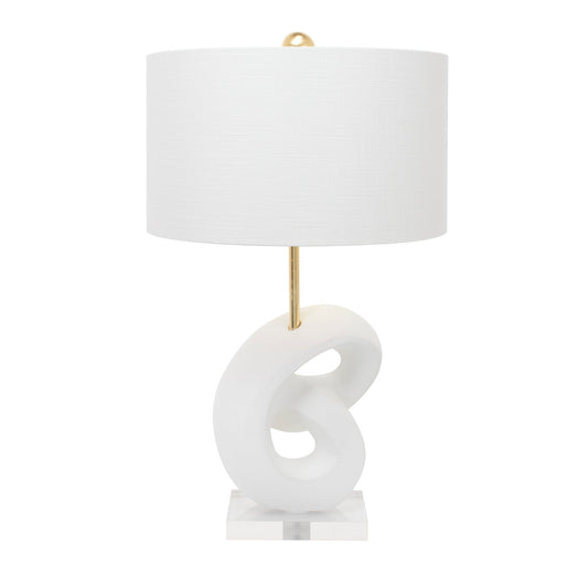 Danielli White Table Lampe mit weißem Leinentrommelton