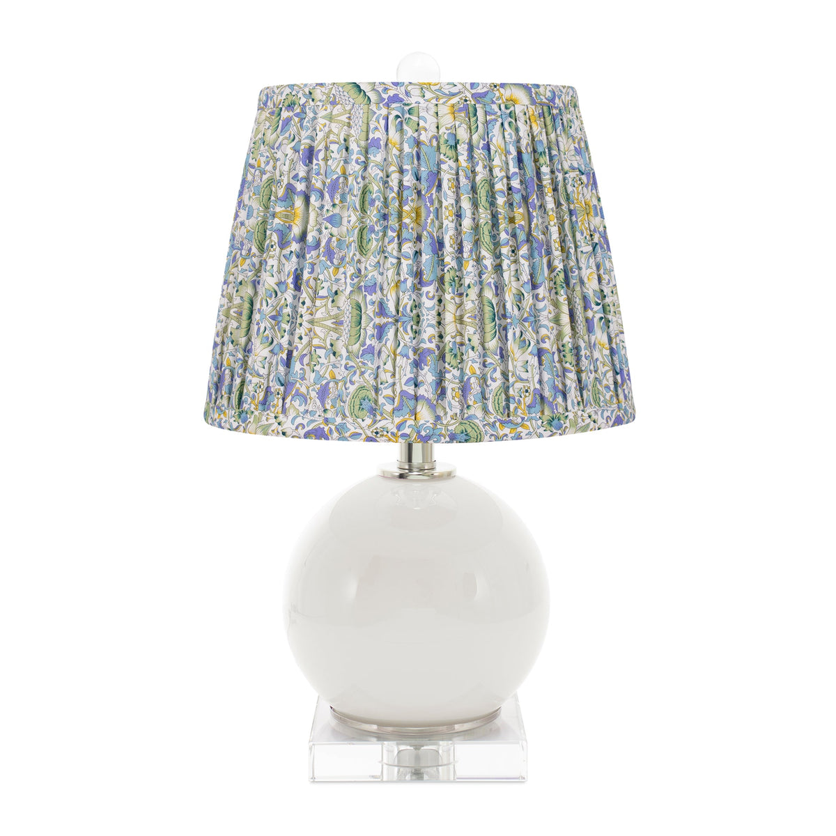 Milchig Weiße Delia Accent Lampe - mit Hand Pleated Floral Shade