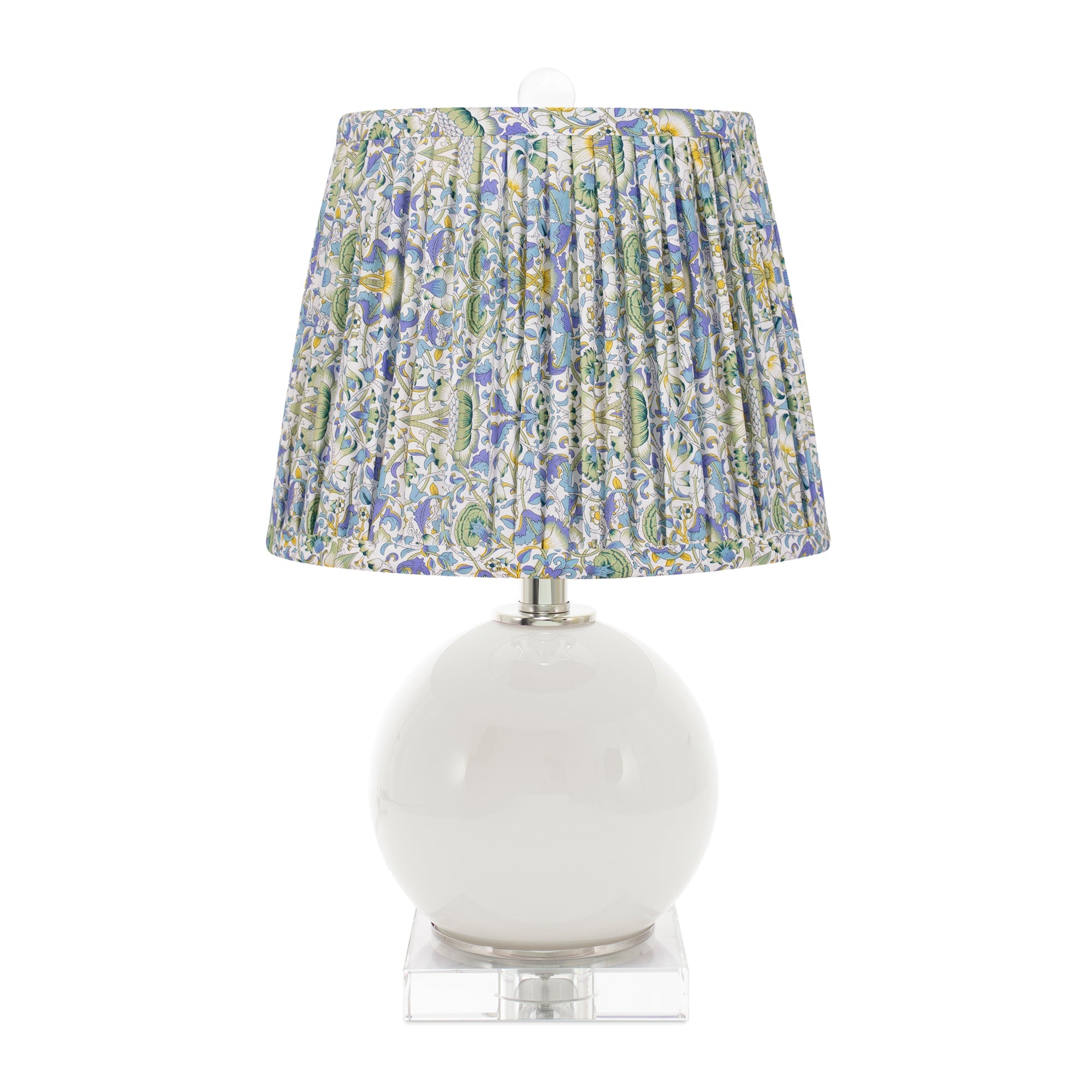 Milchig Weiße Delia Accent Lampe - mit Hand Pleated Floral Shade