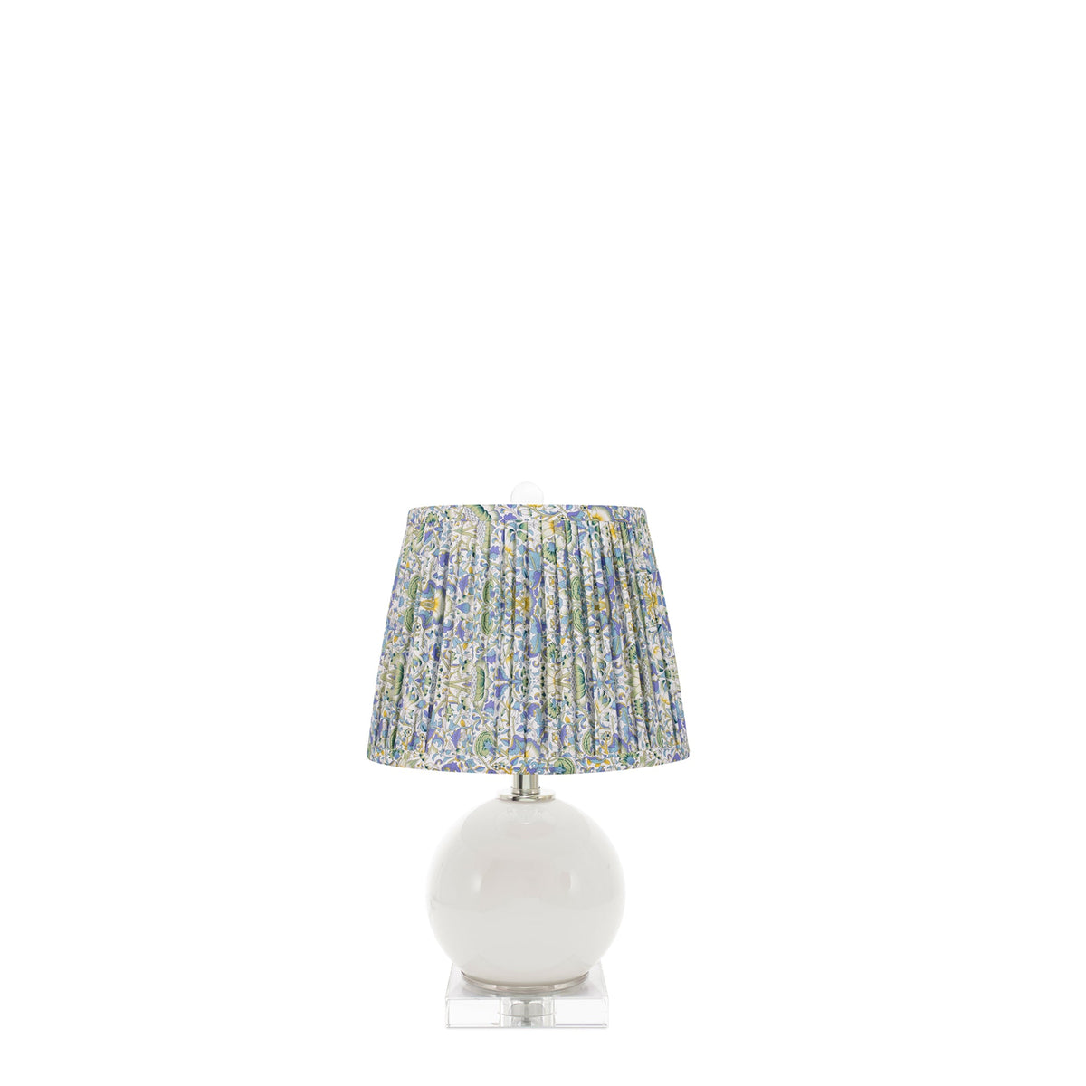 Milchig Weiße Delia Accent Lampe - mit Hand Pleated Floral Shade