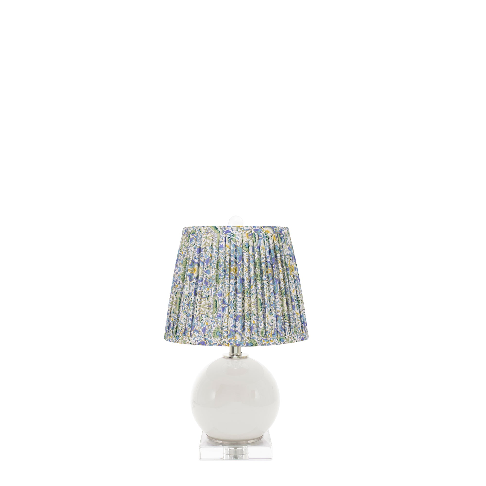 Milchig Weiße Delia Accent Lampe - mit Hand Pleated Floral Shade