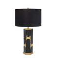 Schwarz und Gold Hex Drape Tischlampe - mit 17x17x11 Schwarz Linen Shade