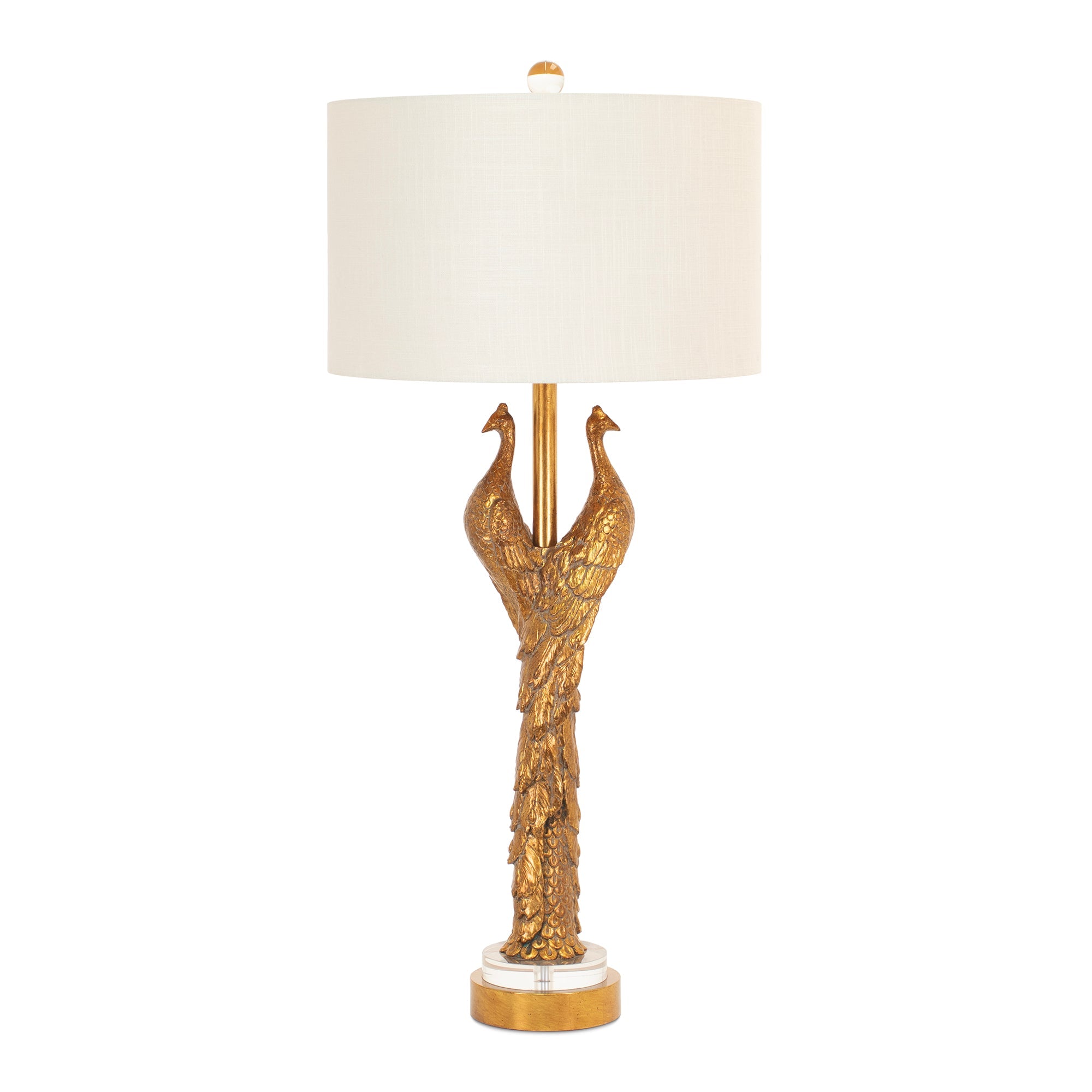 Goldene Pfauentischlampe