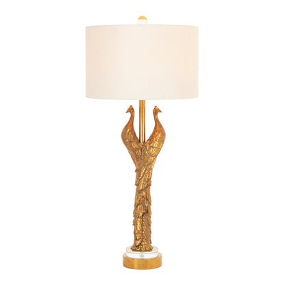 Goldene Pfauentischlampe