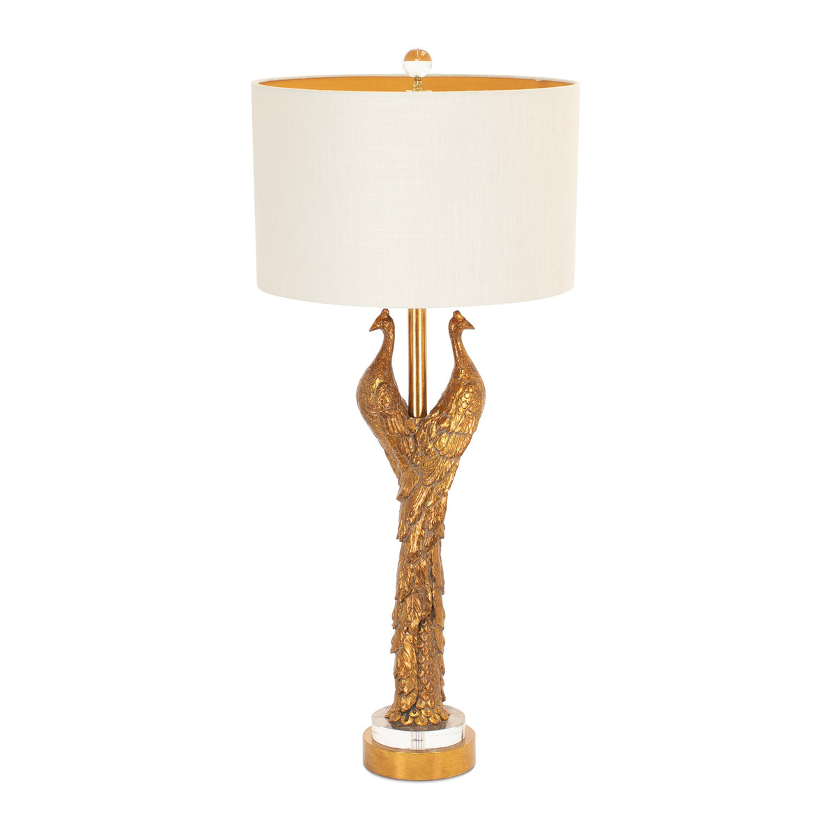 Goldene Pfauentischlampe