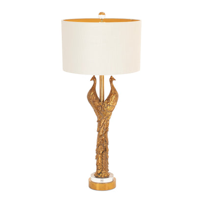 Goldene Pfauentischlampe