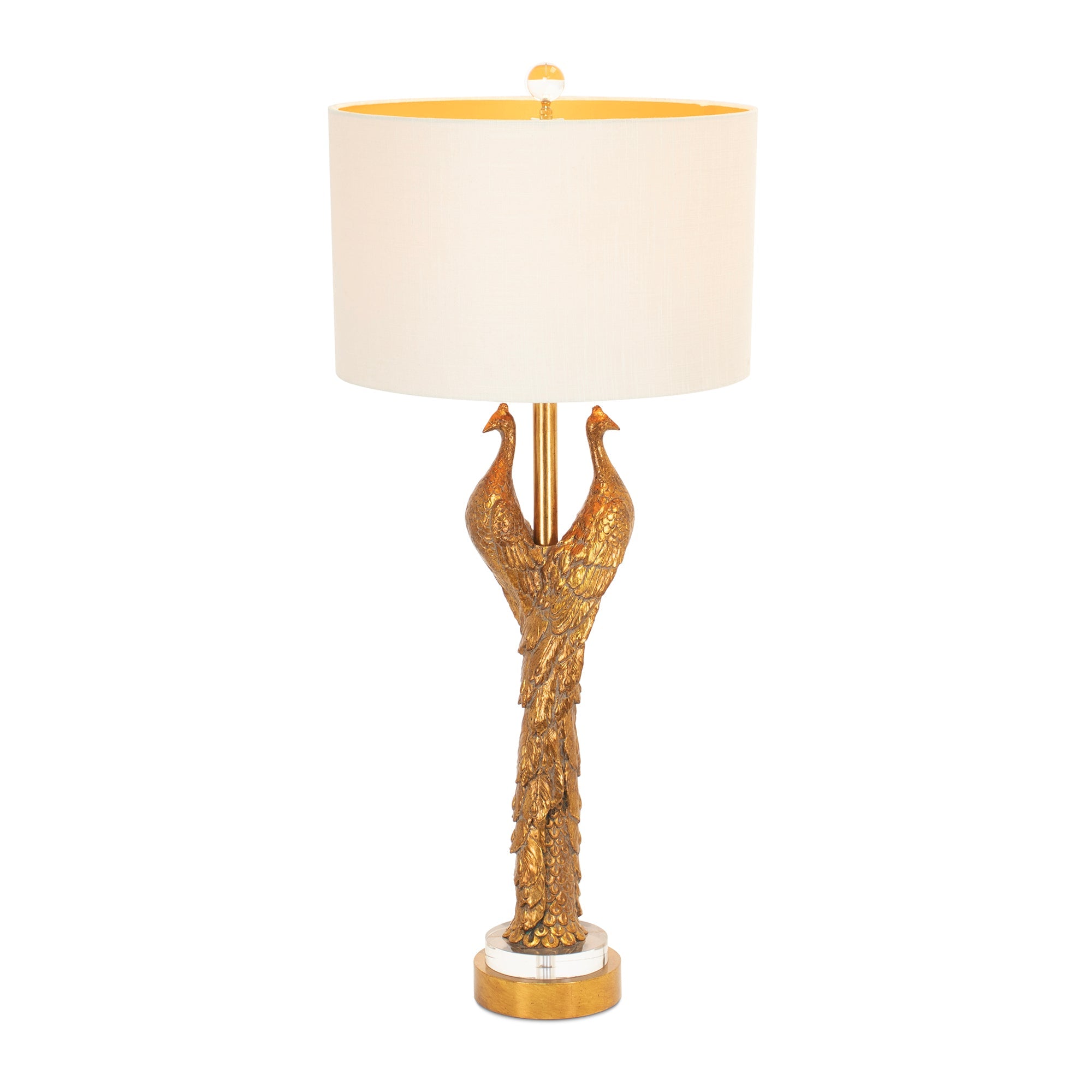 Goldene Pfauentischlampe