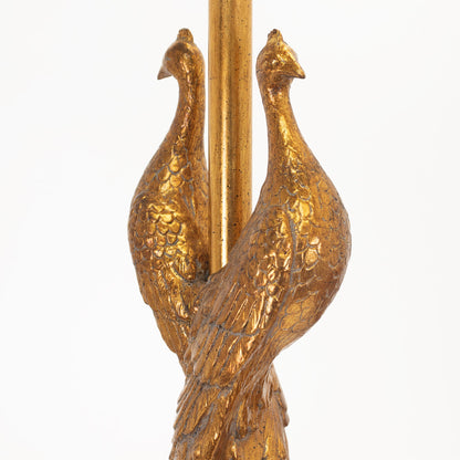 Goldene Pfauentischlampe
