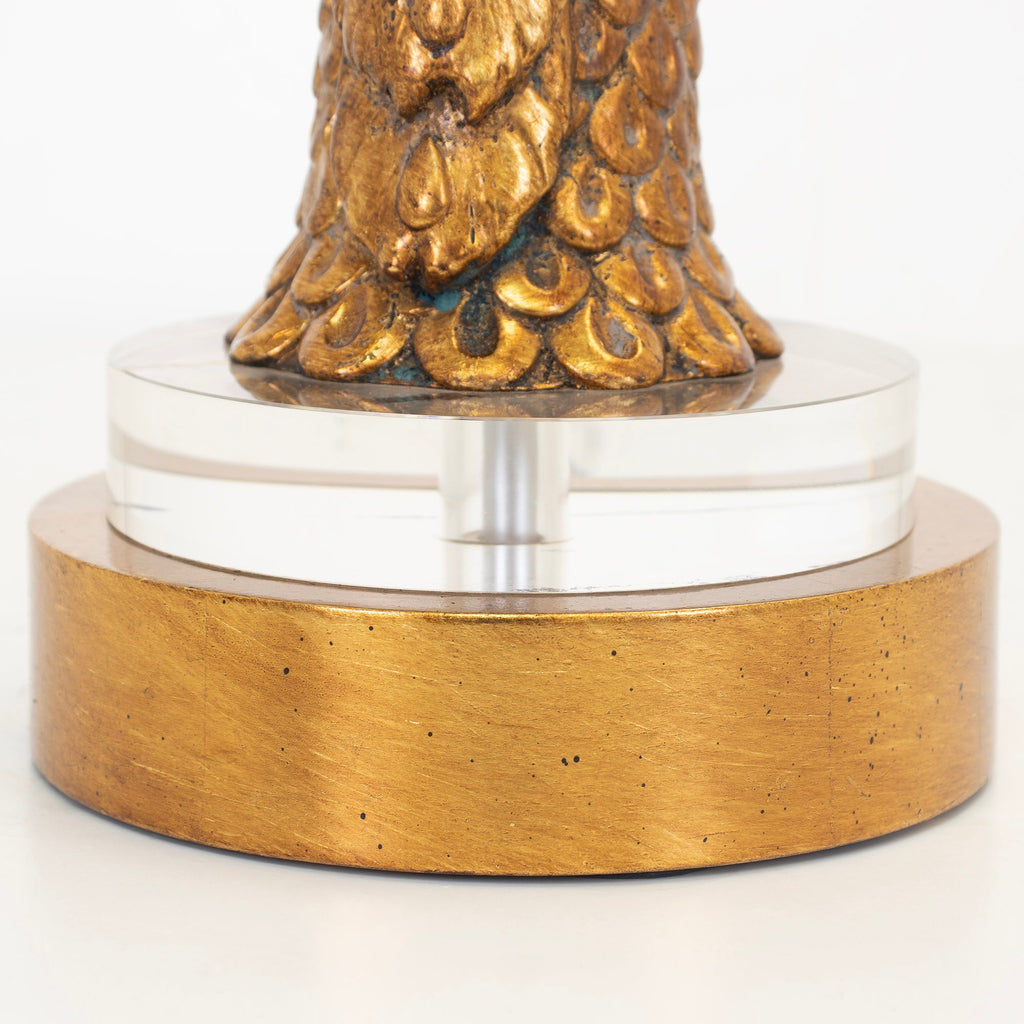 Goldene Pfauentischlampe