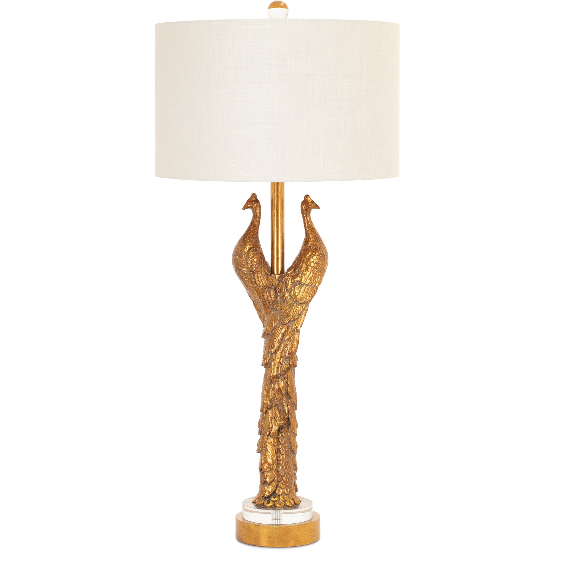 Goldene Pfauentischlampe
