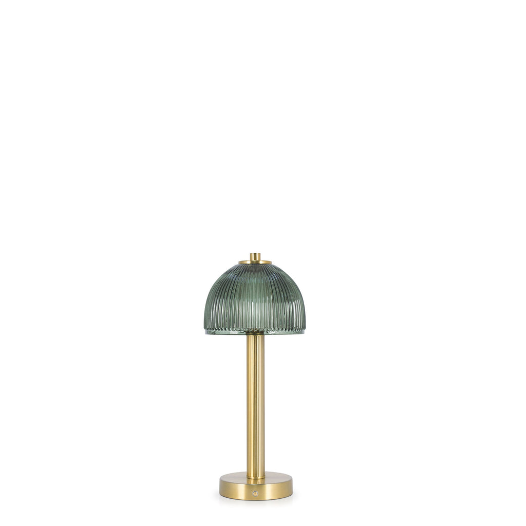 Wiederaufladbare Lampe aus grünem Glas