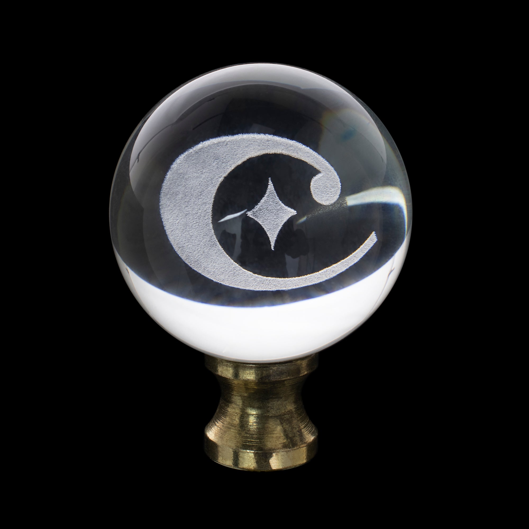 1.5' Crystal Finial w 'C' Logo Etched Inside - Gold Riser