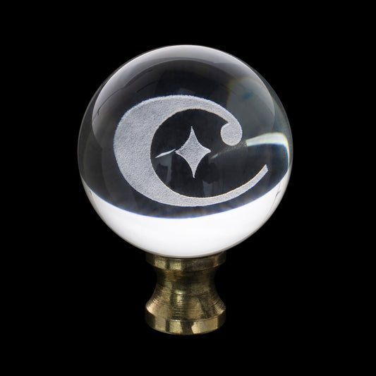 1.5' Crystal Finial w 'C' Logo Etched Inside - Gold Riser