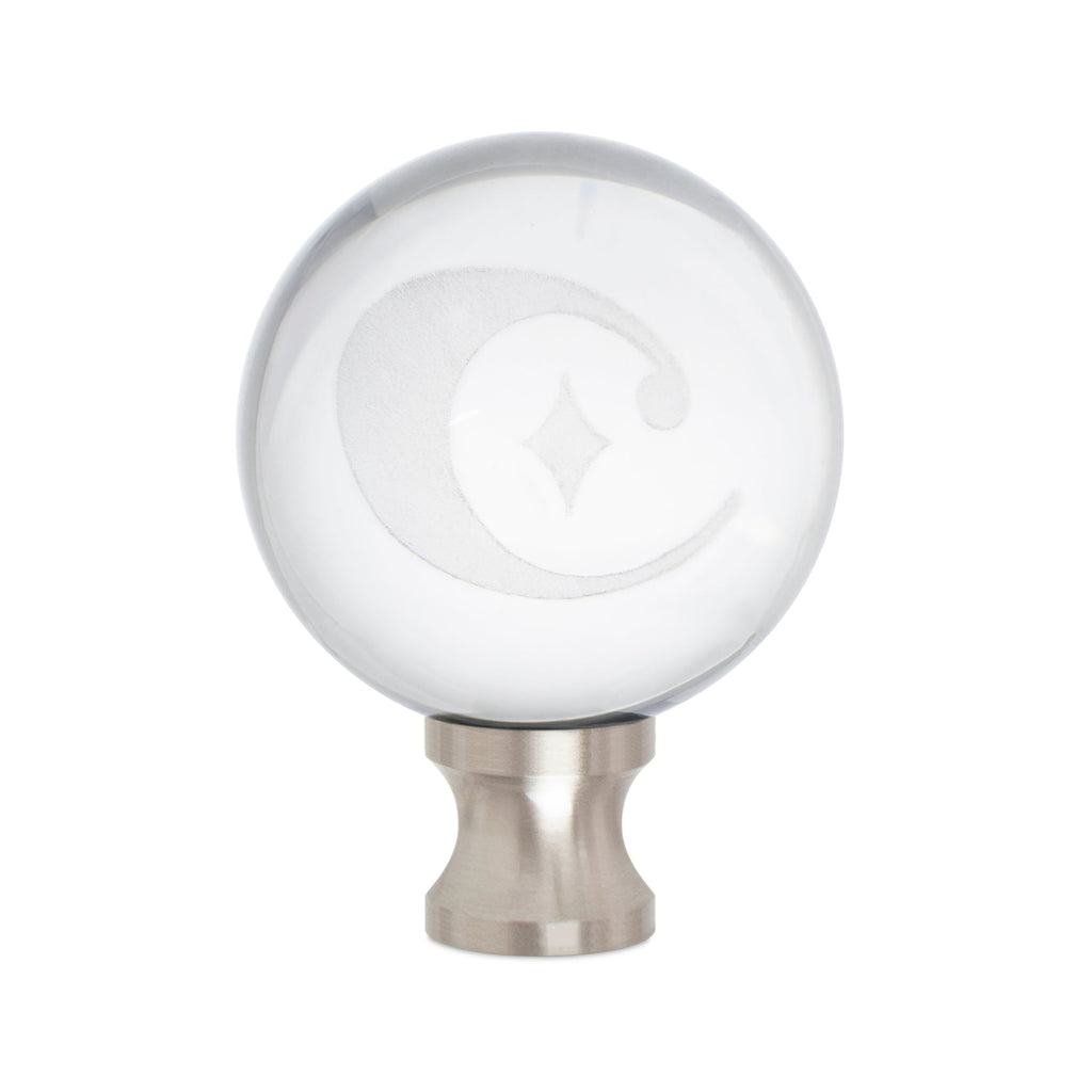 1.5' Crystal Finial w 'C' Logo Etched Inside - Silber-Riser