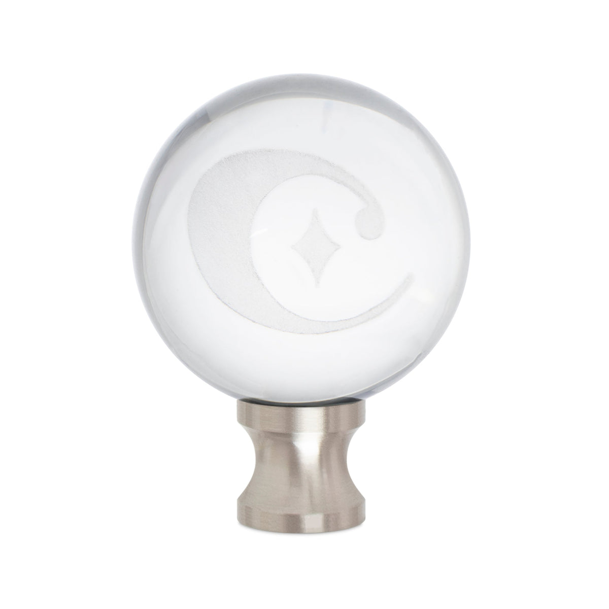 1.5' Crystal Finial w 'C' Logo Etched Inside - Silber-Riser
