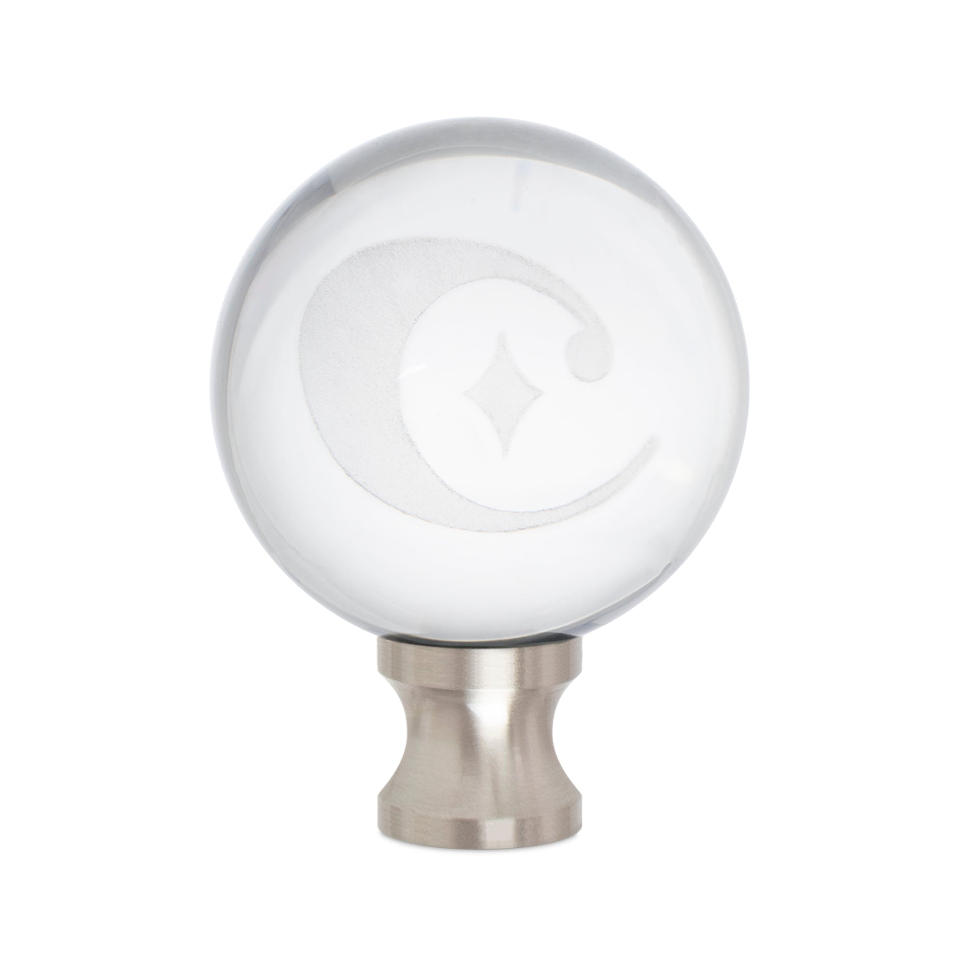 1.5' Crystal Finial w 'C' Logo Etched Inside - Silber-Riser