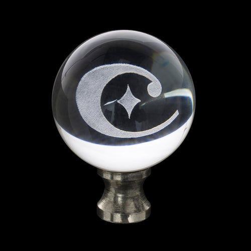 1.5' Crystal Finial w 'C' Logo Etched Inside - Silber-Riser
