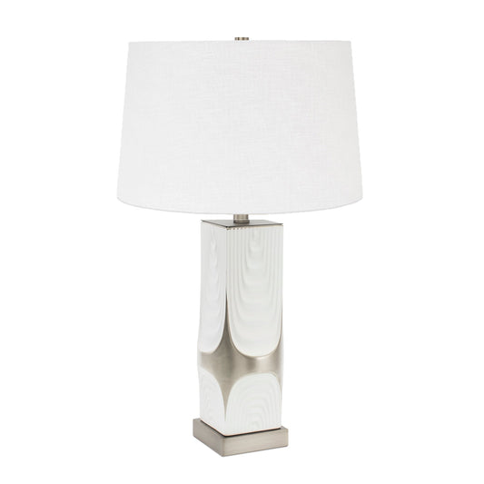 Weiße und silberne Drape Tischlampe mit 14x16x10 weichem silberfarbenem Farbton