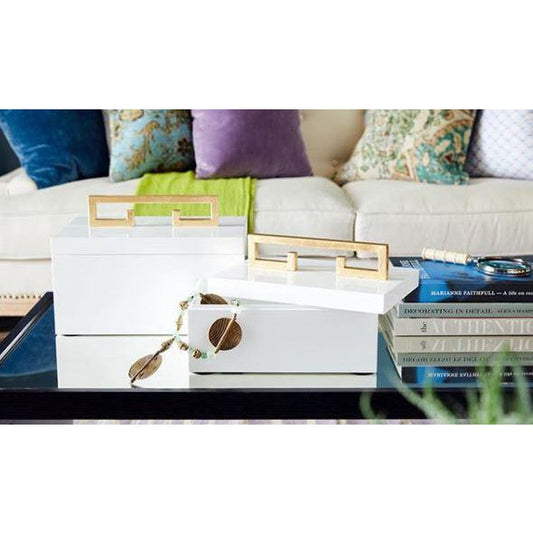 Avondale Boxes [Set of 2] Weiß & Gold